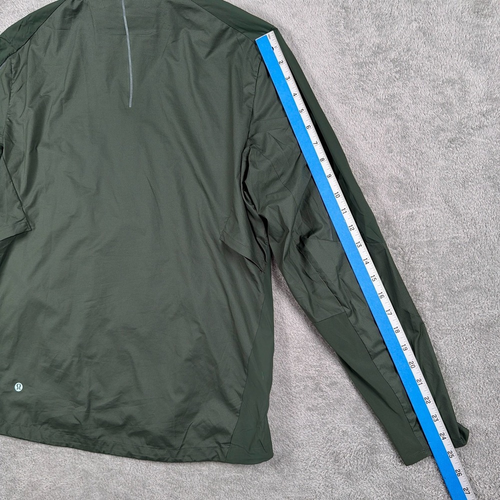 Lululemon Active Jacket Mens Small Green Hooded Reflective Lightweight Full Zip - Picture 10 of 11